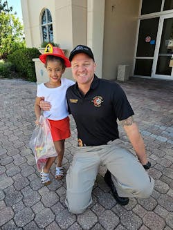 Mila left the station not only with a smile but with coloring books, stickers, bracelets and a toy fire helmet. Mila left the station not only with a smile but with coloring books, stickers, bracelets and a toy fire helmet.