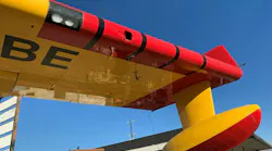 The fist-size hole in this Super Scooper's wing caused more than $65,000 damage.