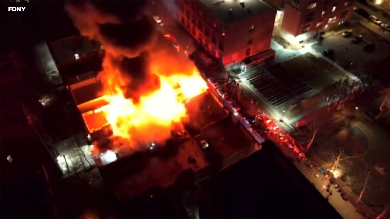 FDNY crews battling massive fire at apartment building in Harlem