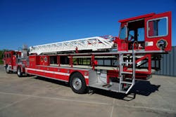 South Metro Fire Rescue purchased a 1990s tractor-drawn aerial to train firefighters ahead of the delivery of a new tiller truck. South Metro Fire Rescue purchased a 1990s tractor-drawn aerial to train firefighters ahead of the delivery of a new tiller truck.