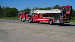 South Metro firefighters conduct driver training for engineers in the tractor driver and tiller positions with the used tractor-drawn apparatus. South Metro firefighters conduct driver training for engineers in the tractor driver and tiller positions with the used tractor-drawn apparatus.