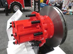 The new Meritor drive axle wheel end will allow for 17-inch disc brakes to be used at higher gross axle weight ratings. The new Meritor drive axle wheel end will allow for 17-inch disc brakes to be used at higher gross axle weight ratings.