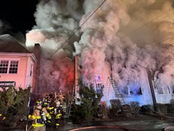 The Simsbury Fire Department responded for a reported structure fire. On arrival, crews encountered heavy fire and smoke on the first and second floors of the A side of a large commercial building. The Simsbury Fire Department responded for a reported structure fire. On arrival, crews encountered heavy fire and smoke on the first and second floors of the A side of a large commercial building.