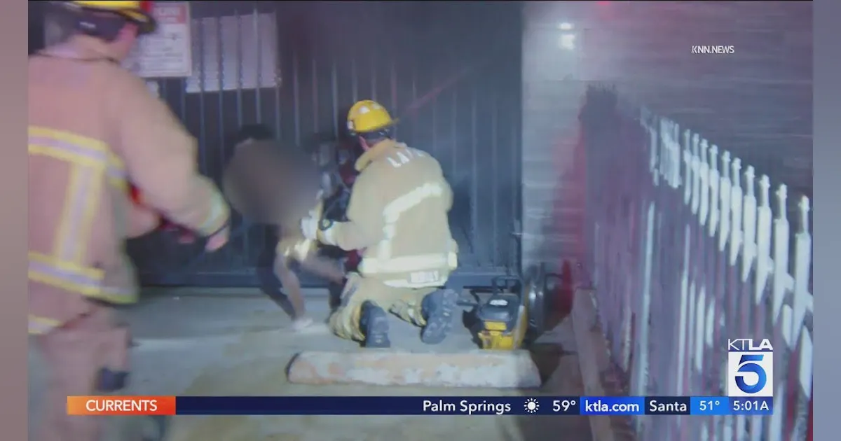 Los Angeles Firefighters Cut Bars to Rescue Two | Firehouse