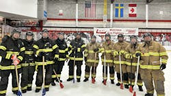 Members of rival teams gathered on the ice at Cortland University for some broomball. Members of rival teams gathered on the ice at Cortland University for some broomball.