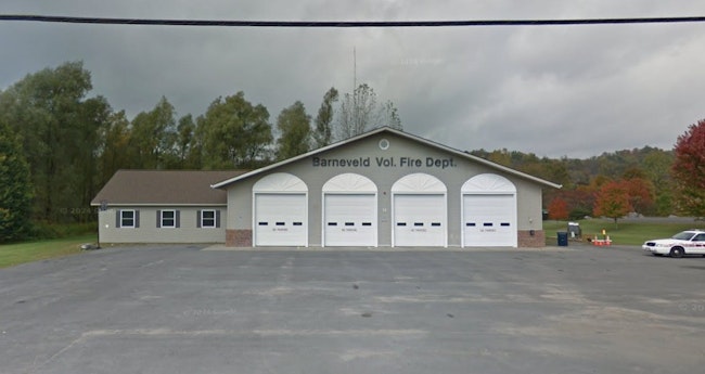 The Barneveld firehouse, captured in this 2013 Google Maps view, collapsed Saturday after the region was blanketed with heavy snow.