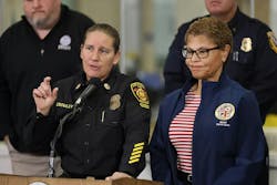 Aides to Los Angeles Mayor Karen Bass, right, received a warning about the potential for extreme winds. Aides to Los Angeles Mayor Karen Bass, right, received a warning about the potential for extreme winds.