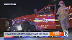Firefighter limps back to station after violent crash