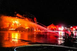 Members of the Onalaska Fire Department had cleared one fire earlier in the day and were responding to another when the call came in. Because of this, the size of the building and the state of the fire, MABAS was utilized to bring in resources from seven other departments. Members of the Onalaska Fire Department had cleared one fire earlier in the day and were responding to another when the call came in. Because of this, the size of the building and the state of the fire, MABAS was utilized to bring in resources from seven other departments.