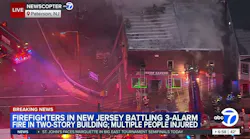 3-alarm fire burns through building in Paterson