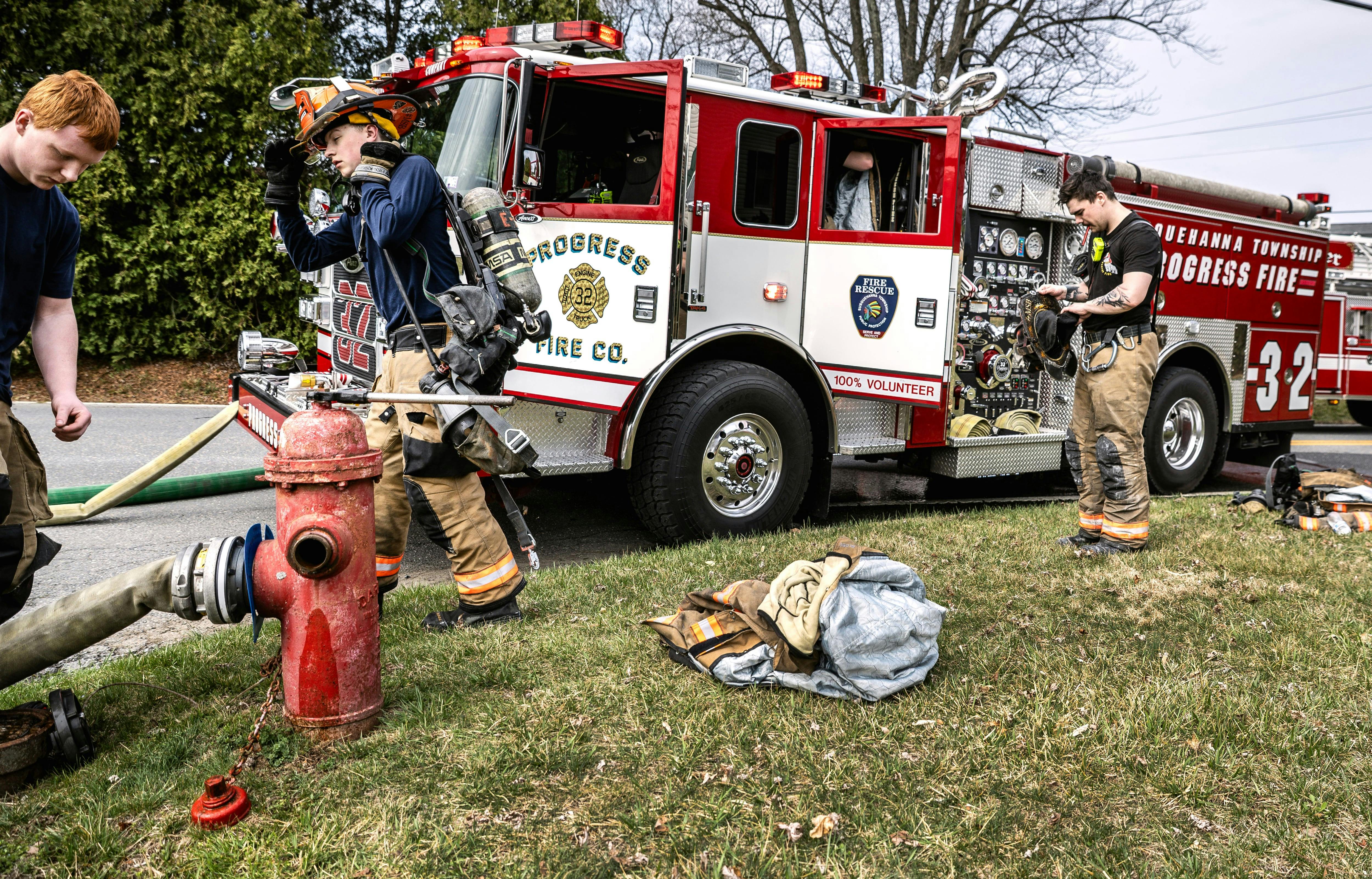 Firefighters wrap up at a house fire in Dauphin County.