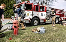 Firefighters wrap up at a house fire in Dauphin County. Firefighters wrap up at a house fire in Dauphin County.