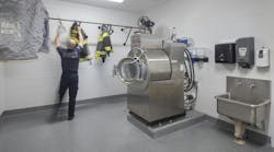 South Metropolitan Fire Protection District’s Station 42 in Lake Winnebago, MO, includes Warm Zone areas that have ample room for washing and storing gear. Gear is hung to dry, with a circulating fan and HVAC equipment to aid in the drying, to produce a near Cold Zone. South Metropolitan Fire Protection District’s Station 42 in Lake Winnebago, MO, includes Warm Zone areas that have ample room for washing and storing gear. Gear is hung to dry, with a circulating fan and HVAC equipment to aid in the drying, to produce a near Cold Zone.