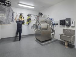 South Metropolitan Fire Protection District’s Station 42 in Lake Winnebago, MO, includes Warm Zone areas that have ample room for washing and storing gear. Gear is hung to dry, with a circulating fan and HVAC equipment to aid in the drying, to produce a near Cold Zone. South Metropolitan Fire Protection District’s Station 42 in Lake Winnebago, MO, includes Warm Zone areas that have ample room for washing and storing gear. Gear is hung to dry, with a circulating fan and HVAC equipment to aid in the drying, to produce a near Cold Zone.