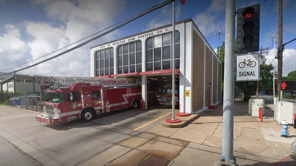 A debate over space for a bike lane in front of Houston Fire Station 7 has some saying firefighters cannot conduct training. Some say current construction (this image was captured in 2024) is also a hinderance.