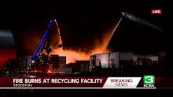 Stockton firefighters battle large fire at Stockton recycling facility Stockton firefighters battle large fire at Stockton recycling facility