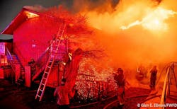 Flames engulfed both floors of the Fort Worth building before spreading into the attic. Flames engulfed both floors of the Fort Worth building before spreading into the attic.