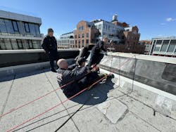 Members training on the meat anchor evolution with the Anderson Rescue Solutions (ARS) roof rope kit. Members training on the meat anchor evolution with the Anderson Rescue Solutions (ARS) roof rope kit.