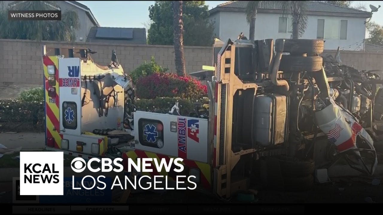 Three injured during violent ambulance crash in Riverside County
