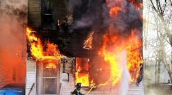 Members of the Albany, NY, Fire Department responded for a reported structure fire with occupants jumping from the structure. First-arriving units found a vacant building well involved, with fire rapidly extending into the B-side exposure. A second alarm was transmitted. Multiple lines were deployed, and a search of the original fire building was initiated. Companies contended with high winds, bitterly cold temperatures and burning overhead live electrical wires. Approximately 50 firefighters and 13 apparatus were on scene. A squatter who jumped from the vacant building wasn’t located. Members of the Albany, NY, Fire Department responded for a reported structure fire with occupants jumping from the structure. First-arriving units found a vacant building well involved, with fire rapidly extending into the B-side exposure. A second alarm was transmitted. Multiple lines were deployed, and a search of the original fire building was initiated. Companies contended with high winds, bitterly cold temperatures and burning overhead live electrical wires. Approximately 50 firefighters and 13 apparatus were on scene. A squatter who jumped from the vacant building wasn’t located.