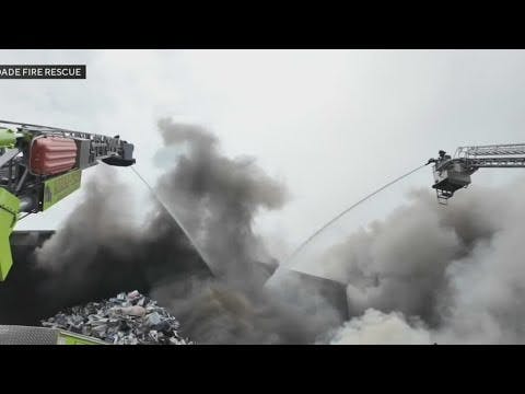 Miami-Dade Firefighters Battling Scrap Metal Facility Fire | Firehouse