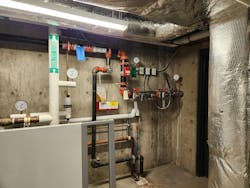 A commercial system fire sprinkler riser within a mixed-use occupancy. A commercial system fire sprinkler riser within a mixed-use occupancy.