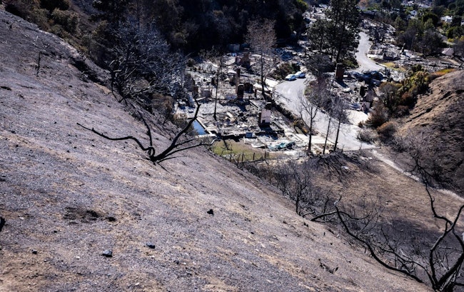 Houses and other structures were destroyed by the raging wildfire in January.