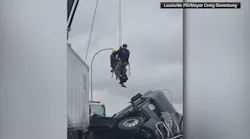Firefighters rescue man dangling off Louisville bridge in semi