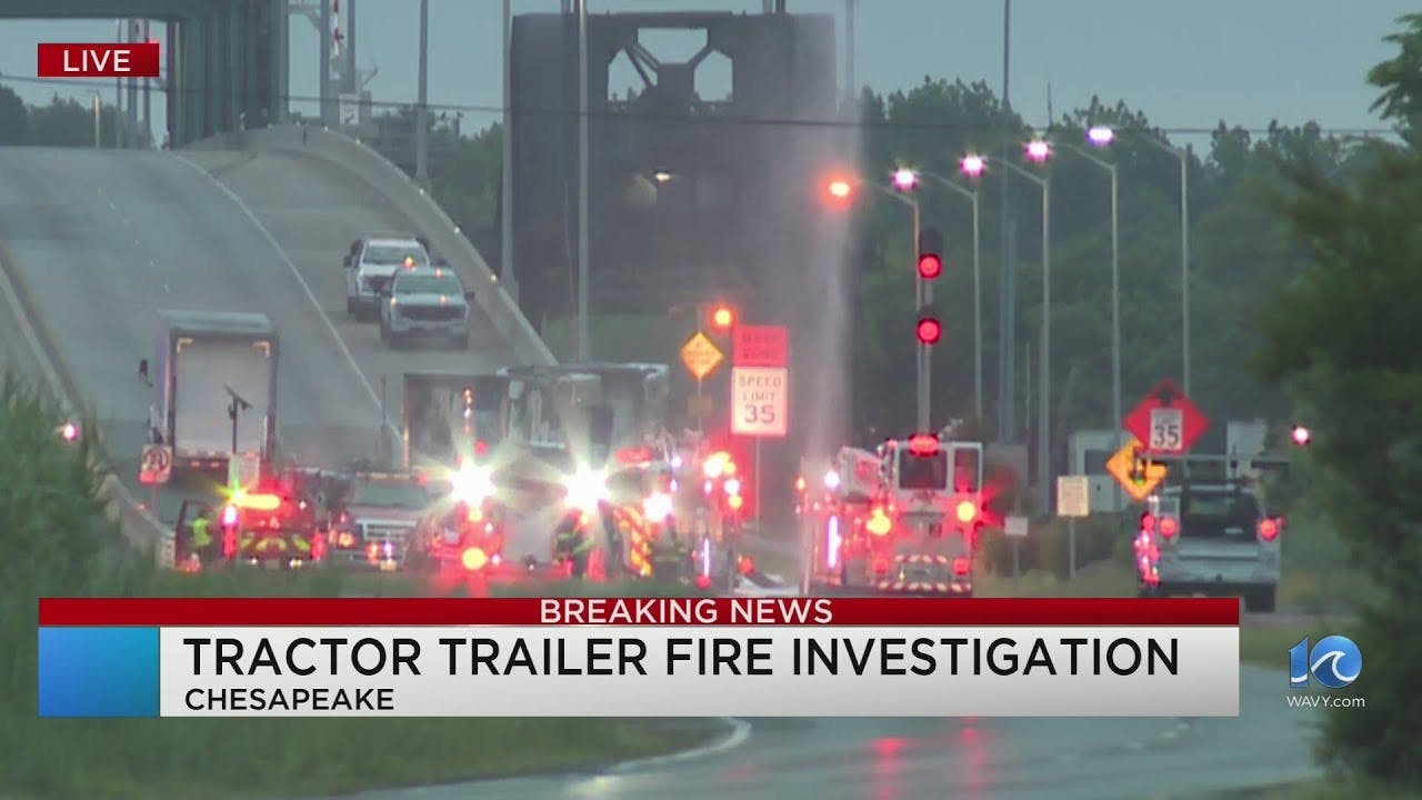 Tractor-trailer fires at Gilmerton Bridge