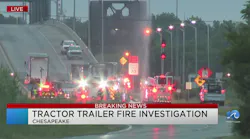 Tractor-trailer fires at Gilmerton Bridge