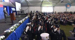 Firefighters salute the families and colleagues of the fallen. Firefighters salute the families and colleagues of the fallen.