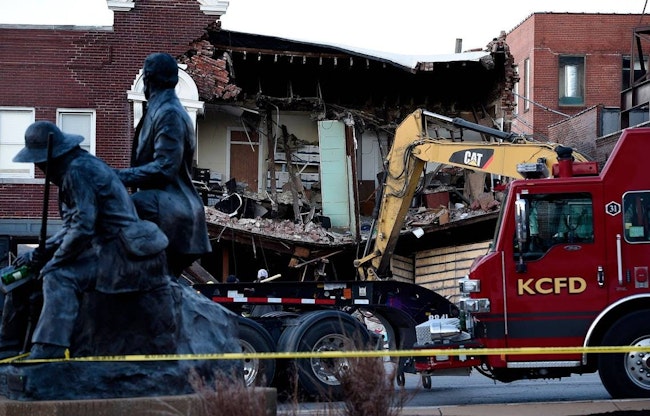 A Kansas City pumper at the scene of a triple fatal crash.
