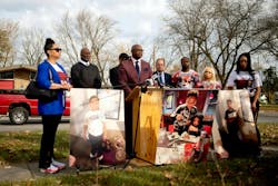 Attorney Robert Kenner Jr. speaks as with family, pastors and others addressing refiling and/or amending a lawsuit against the city of Flint, its fire department and two firefighters who declared an all clear. Attorney Robert Kenner Jr. speaks as with family, pastors and others addressing refiling and/or amending a lawsuit against the city of Flint, its fire department and two firefighters who declared an all clear.