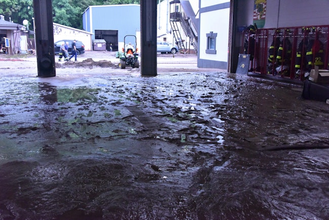 Firefighters found inches of mud in the bay of Potomac Fire Co.
