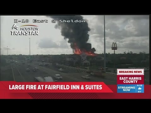Massive fire breaks out at east Harris County hotel along East Freeway ...