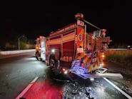 The Landover Hills engine was hit on U.S. 50 while protecting a crash scene operation. The Landover Hills engine was hit on U.S. 50 while protecting a crash scene operation.