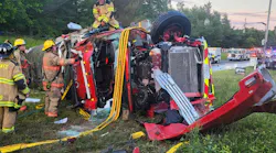 A Montgomery County firefighter was injured in a collision between a tanker and a car Saturday night.