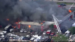 LIVE: Commerical Fire in Houston near I-45 and Shepherd Dr