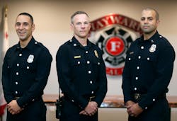 Hayward Firefighter Frank Crespo, left, Deputy Chief Ryan Hamre, center, and Capt. Andrew Ghali will be getting MRIs to detect cancer. Hayward Firefighter Frank Crespo, left, Deputy Chief Ryan Hamre, center, and Capt. Andrew Ghali will be getting MRIs to detect cancer.