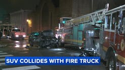 SUV catches fire after driver crashes into fire truck in North Philadelphia SUV catches fire after driver crashes into fire truck in North Philadelphia