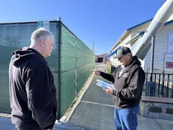 Donald Hester (L) and Daniel Duran, board members of the Brentwood Veterans Memorial Building, are concerned that the fire station is constructed on land designated for veterans’ use. Donald Hester (L) and Daniel Duran, board members of the Brentwood Veterans Memorial Building, are concerned that the fire station is constructed on land designated for veterans’ use.