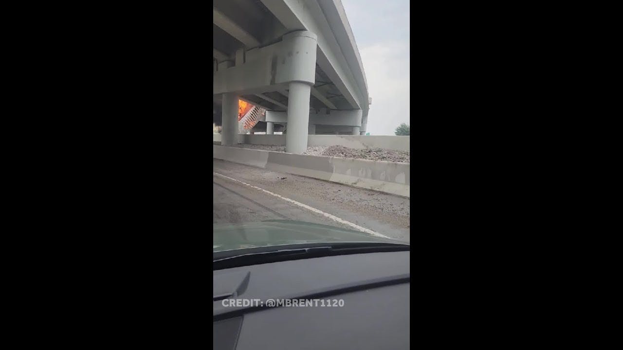 Dramatic video shows semi falling off I-65 overpass