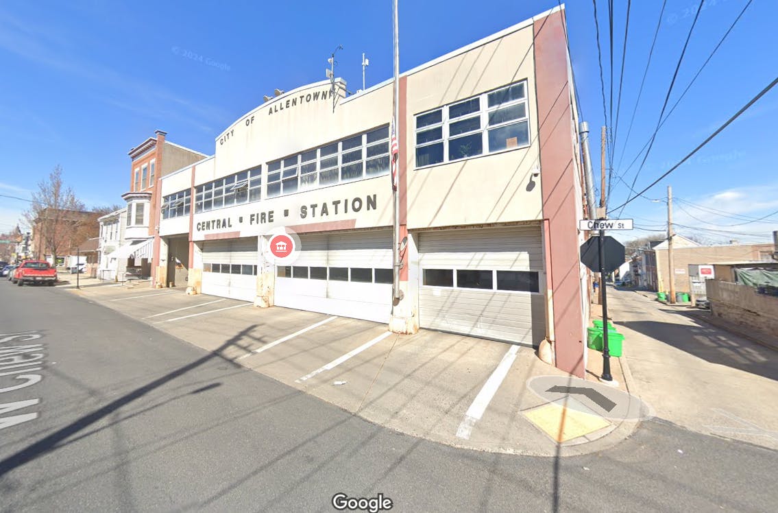 The Allentown Central Fire Station was constructed in the 1920s as a Chrysler car dealership before it was converted to a fire station in the 1950s.