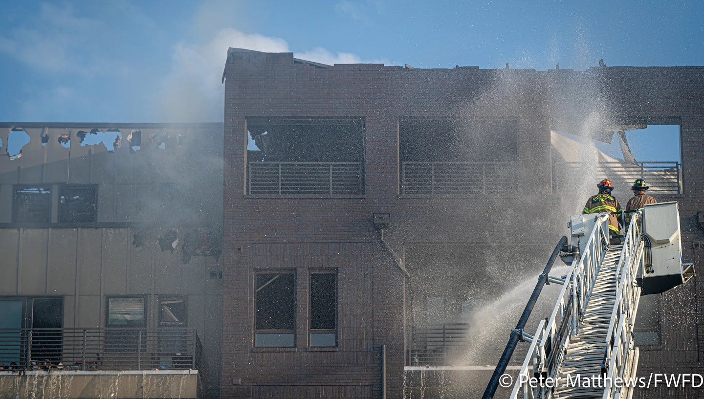 Fort Worth firefighters remained on scene more than 24 hours after the fire, which displaced 834 residents, was first reported.