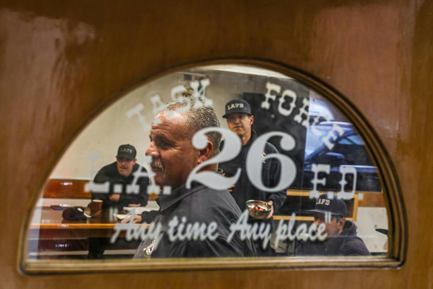 Freddy Escobar, the president of Los Angeles Firefighters' Union, visits Station 26. (Robert