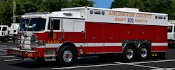 The Arlington County, VA, Fire Department operates with two full-time-staffed rescue companies and provides a dedicated spare apparatus for use when the front-line units are out of service for maintenance and repairs. The spare rescue is a 2024 Pierce Arrow XT that has a two-door cab and a walk in-body. The Arlington County, VA, Fire Department operates with two full-time-staffed rescue companies and provides a dedicated spare apparatus for use when the front-line units are out of service for maintenance and repairs. The spare rescue is a 2024 Pierce Arrow XT that has a two-door cab and a walk in-body.