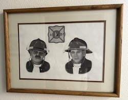 This portrait honoring Kuna firefighters Bill Buttram and Josh Oliver hangs in the Kuna fire station. This portrait honoring Kuna firefighters Bill Buttram and Josh Oliver hangs in the Kuna fire station.