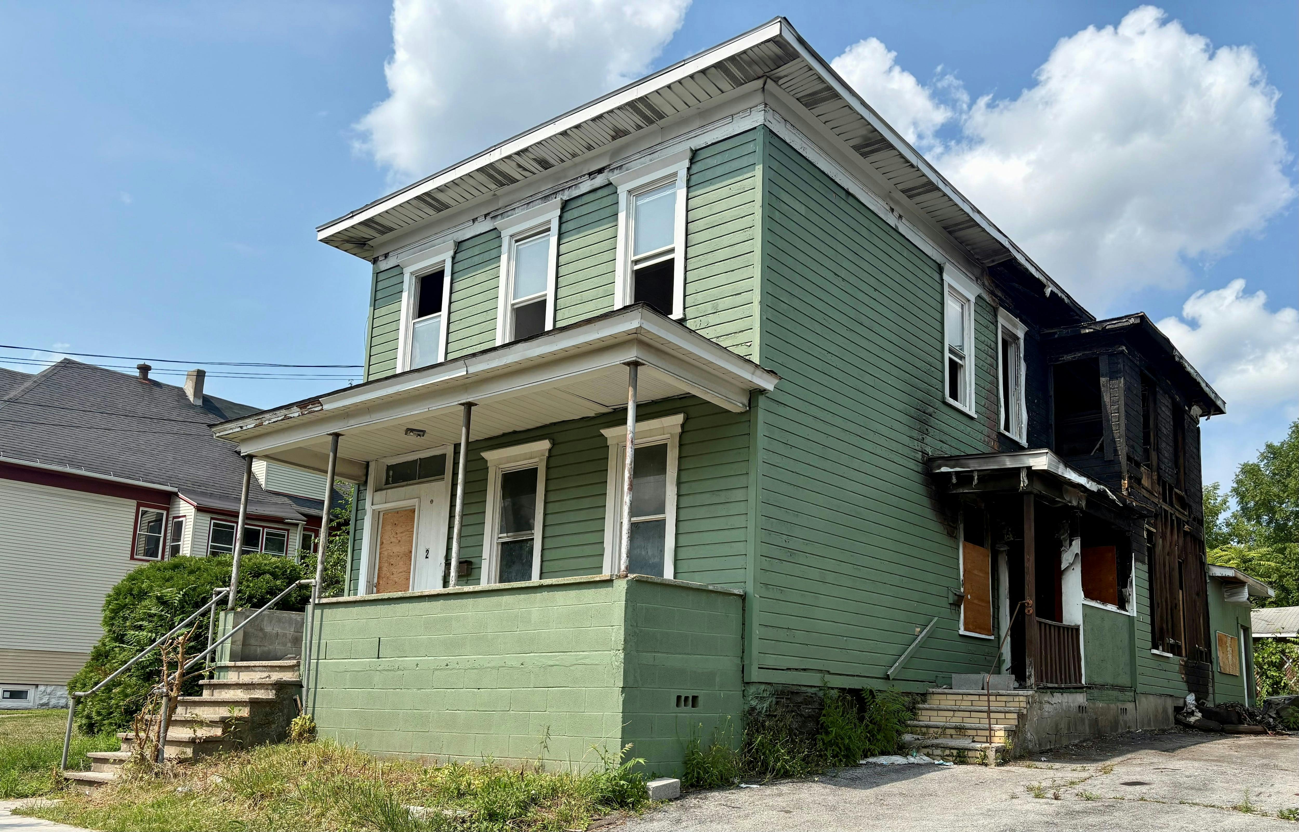 This vacant house on Park Street was among 25 empty structures damaged by fire in 2024.
