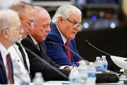 Kerr County Judge Rob Kelly (right) testifies during the hearing Thursday. Kerr County Judge Rob Kelly (right) testifies during the hearing Thursday.