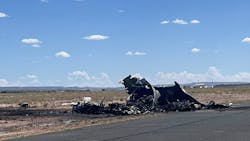 The remains of a medical transport plane that crashed in Apache County, AZ, Tuesday afternoon. The remains of a medical transport plane that crashed in Apache County, AZ, Tuesday afternoon.